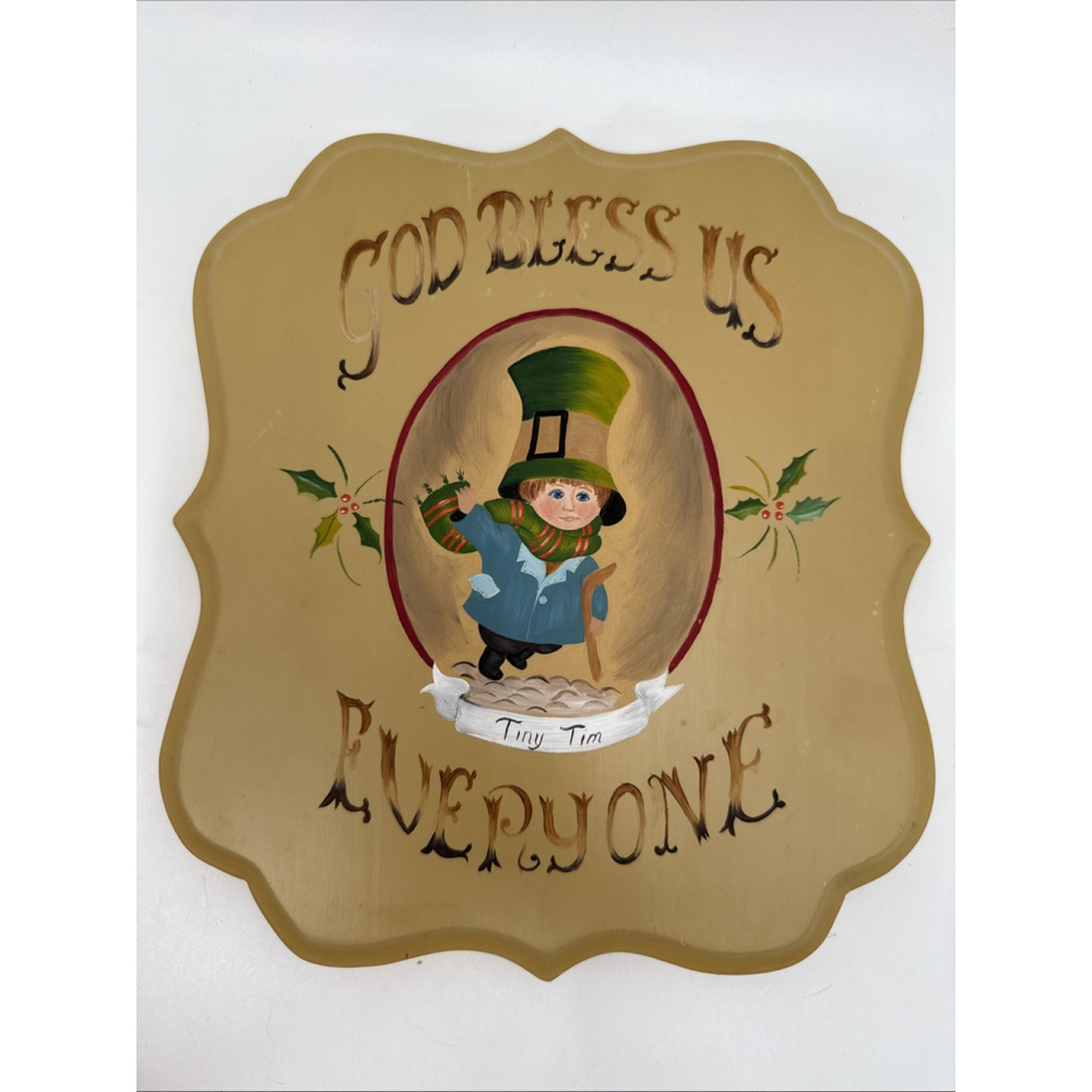A Christmas Carol Handmade Wood Decor Tiny Tim “God Bless Us Everyone” Scrooge